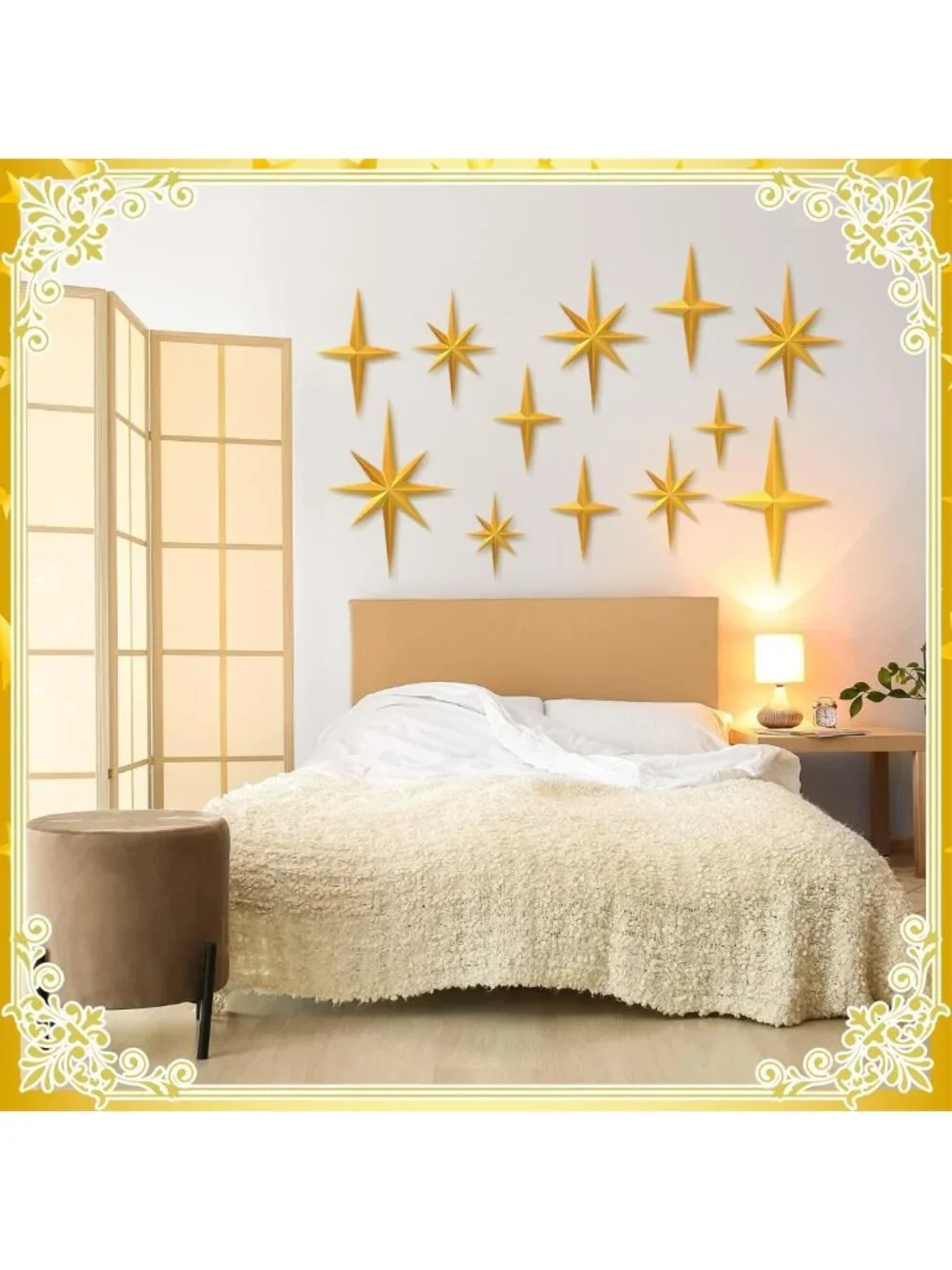 12 Pcs Mid Century Modern Starburst Wall Art Sculpture - Retro 3D Home Decor